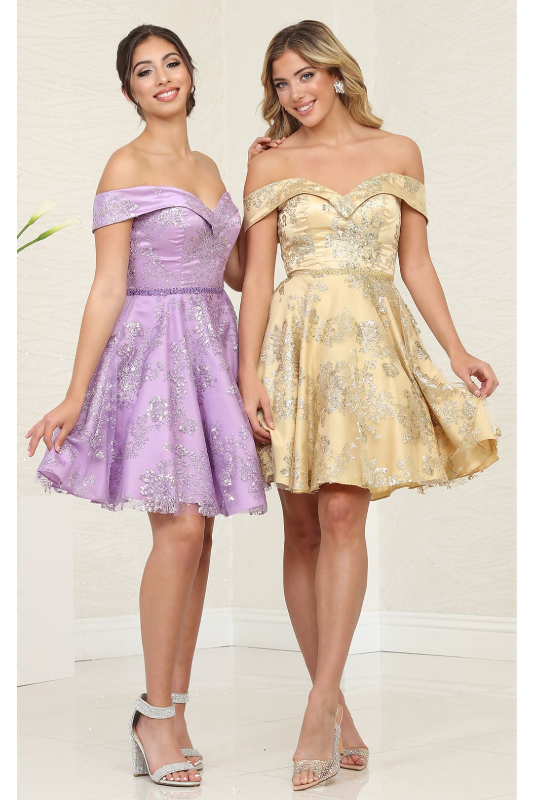 Vestidos de dama para quinceañera en estilo champán MQ2080 - Nueva colección