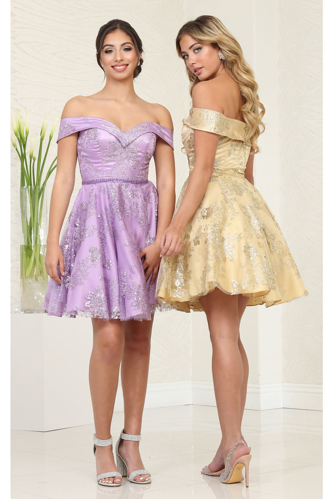 Short Prom Dress Glitter Off Shoulder A-Line Homecoming Style MQ1933