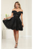 Short Prom Dress Glitter Off Shoulder A-Line Homecoming Style MQ1933 - Black / 2 - Dress