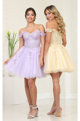 Short Prom Dress Off The Shoulder A-line Homecoming Style by MQ2081