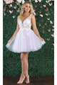 May Queen MQ1863 Floral Appliqué Embroidery Dress - Lilac