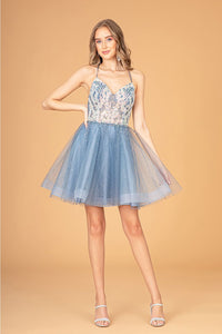 Short Puff Sleeve A-line Dress by Elizabeth K GS3095 - Short Cocktail Dresses