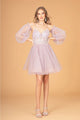Short Puff Sleeve A-line Dress by Elizabeth K GS3095 - XS / Mauve - Short Cocktail Dresses
