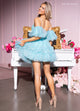 Rachel Allan 40527 Short Puff Sleeve A-line Dress