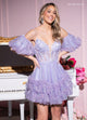 Rachel Allan 40527 Short Puff Sleeve A-line Dress