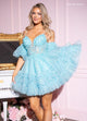 Rachel Allan 40527 Short Puff Sleeve A-line Dress