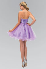 Short Ruffled Dress with Pleated Waistband by Elizabeth K GS1350 - Short Cocktail Dresses