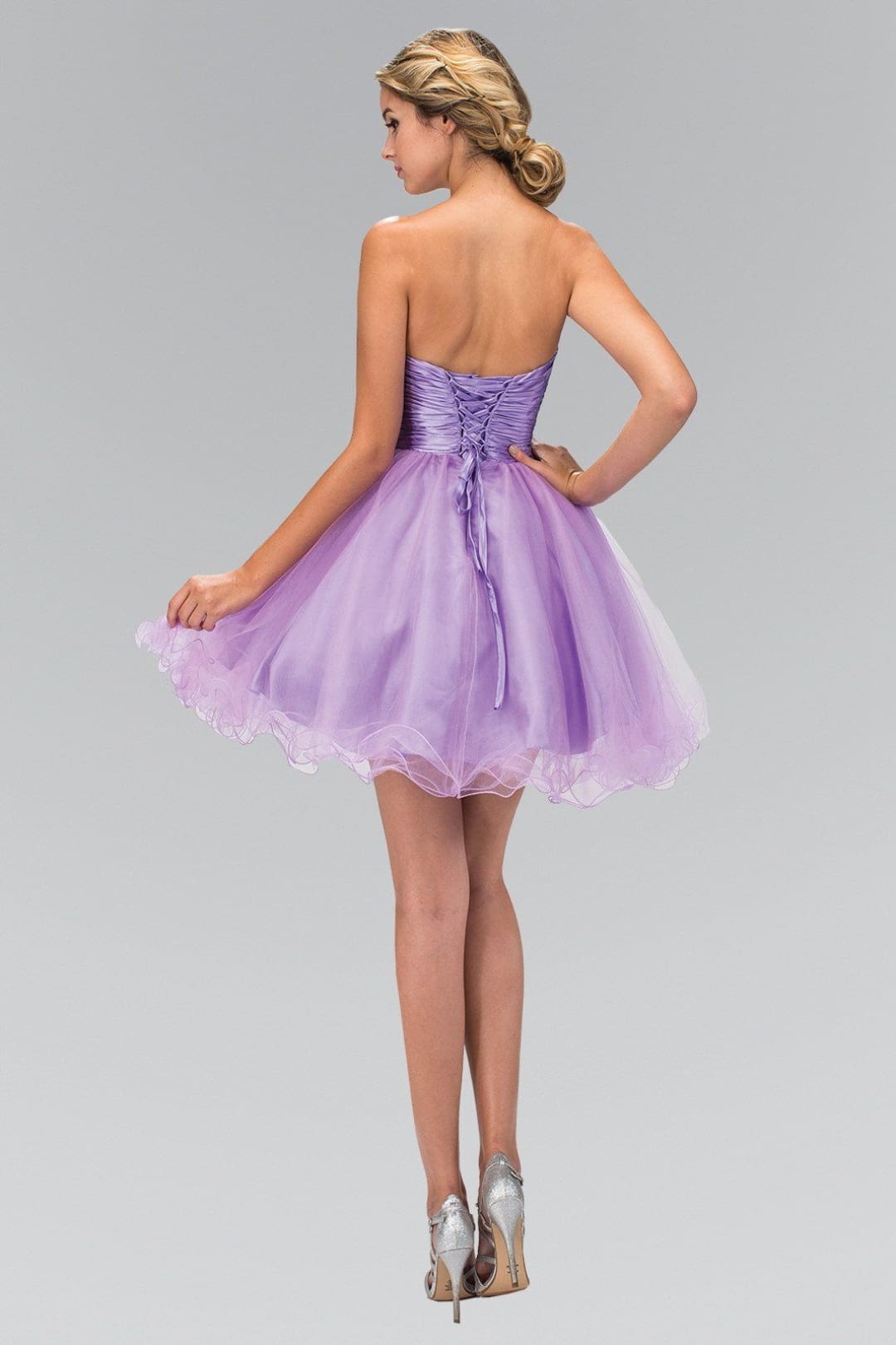 Short Ruffled Dress with Pleated Waistband by Elizabeth K GS1350 - Short Cocktail Dresses