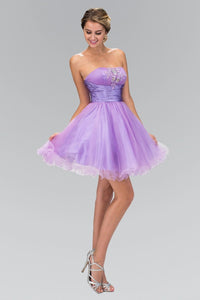 Short Ruffled Dress with Pleated Waistband by Elizabeth K GS1350 - Short Cocktail Dresses