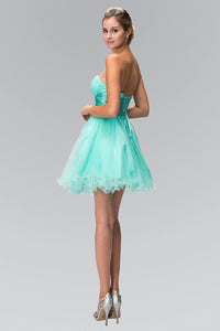 Short Ruffled Dress with Pleated Waistband by Elizabeth K GS1350 - Short Cocktail Dresses