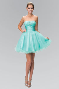 Short Ruffled Dress with Pleated Waistband by Elizabeth K GS1350-Short Cocktail Dresses-ABC Fashion
