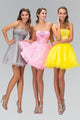 Short Ruffled Dress with Pleated Waistband by Elizabeth K GS1350-Short Cocktail Dresses-ABC Fashion
