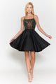 Poly USA 8730 Short Sequin Bodice A-line Dress
