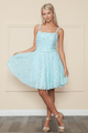 Poly USA 8930 Short Sequin Velvet A-line Dress