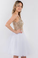 Short Sheer Bodice Glitter Dress by Elizabeth K GS1967 - Short Cocktail Dresses