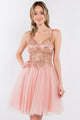 Short Sheer Bodice Glitter Dress by Elizabeth K GS1967 - Short Cocktail Dresses