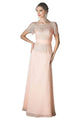 Short Sleeve Illusion Bateau Dress 2025 Elegant Evening Gown - Peach / XS - Prom