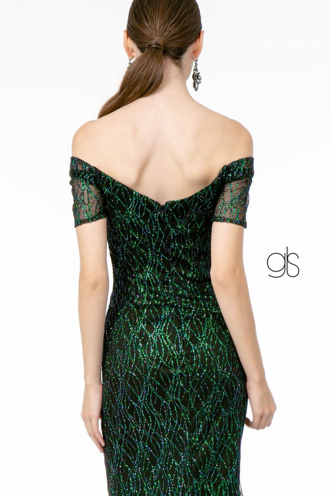 Short Sleeve Long Glitter Mermaid Dress by Elizabeth K GL1846 - Long Formal Dresses