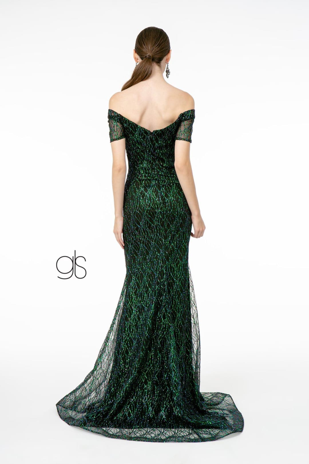 Short Sleeve Long Glitter Mermaid Dress by Elizabeth K GL1846 - Long Formal Dresses