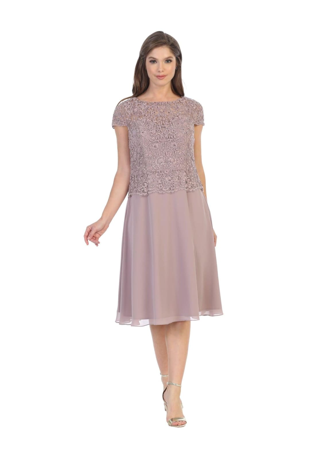 Short Sleeve Mother of the Bride Cocktail Dress - The Dress Outlet