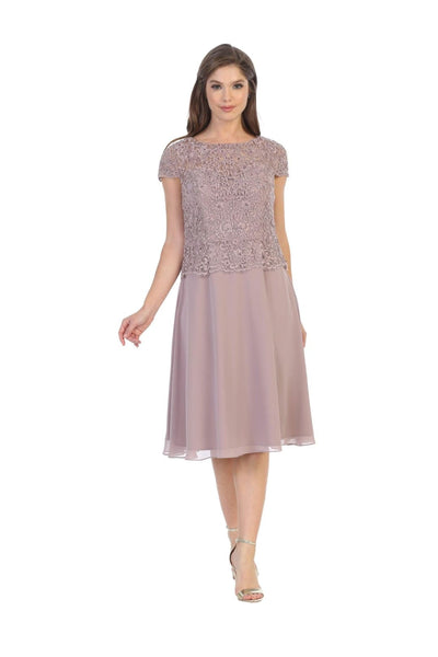 Short Sleeve Mother of the Bride Cocktail Dress - The Dress Outlet