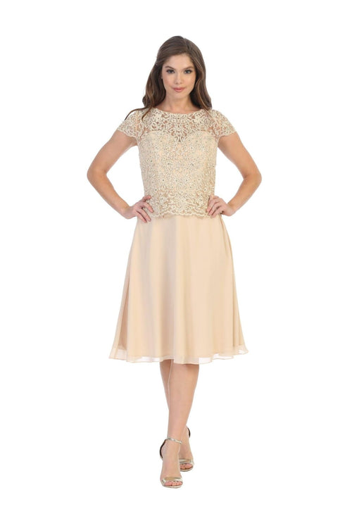 Short Sleeve Mother of the Bride Cocktail Dress - The Dress Outlet