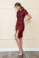Poly USA 8960 Short Sleeve Sequin Cocktail Dress