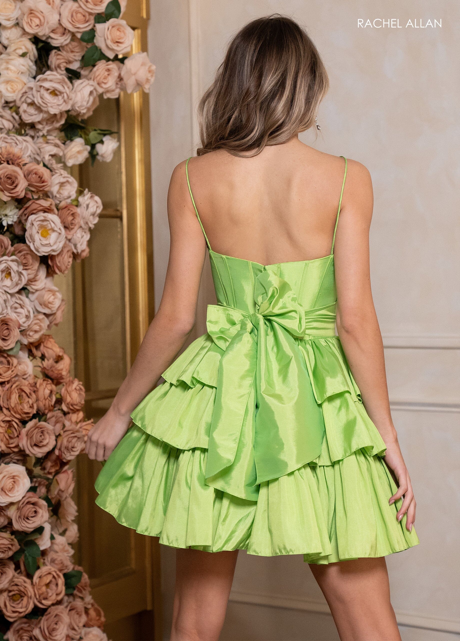 Rachel Allan 40507 Short Sleeveless A-line Tiered Dress