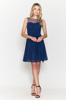 Short Sleeveless Bow A-Line Dress By Poly USA 7006