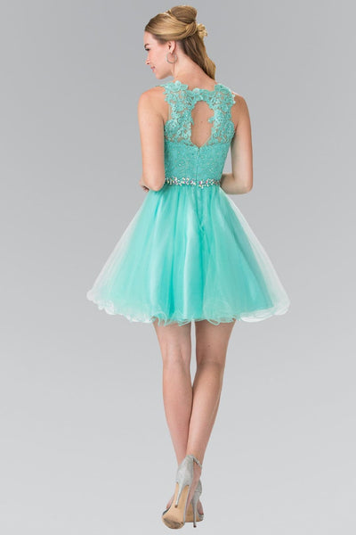 Short Sleeveless Lace Bodice Dress by Elizabeth K GS2375 - Short Cocktail Dresses