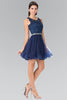 Short Sleeveless Dress with Lace Illusion Top by Elizabeth K GS2375-Short Cocktail Dresses-ABC Fashion