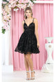 Short Spaghetti Strap Sequin Dress - BLACK / 4