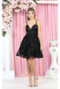 Short Spaghetti Strap Sequin Dress - BLACK / 4