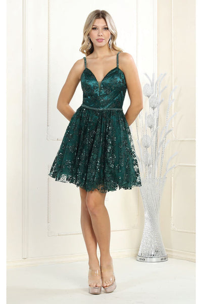 Short Spaghetti Strap Sequin Dress - HUNTER GREEN / 4