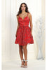 Short Spaghetti Strap Sequin Dress - RED / 4