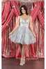 Short Spaghetti Strap Sequin Dress - SILVER / 4
