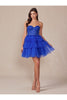 Short Strapless A-line Tiered Dress by Juliet JT918S - Royal Blue / 2 - Short Cocktail Dresses