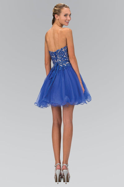 Short Strapless Dress with Lace Bodice by Elizabeth K GS1110 - Short Cocktail Dresses