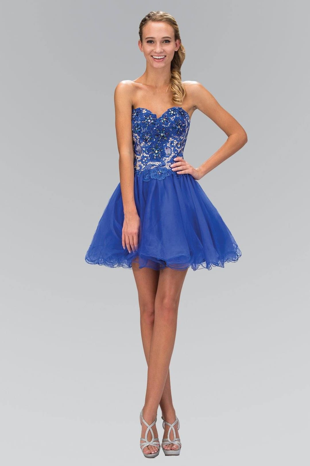 Elizabeth K GS1110 Short Lace Dress - Formal Dress Shops