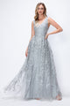 Vestido formal largo con escote en V y sin mangas, corte A, de Lenovia 8337 (Nueva colección)