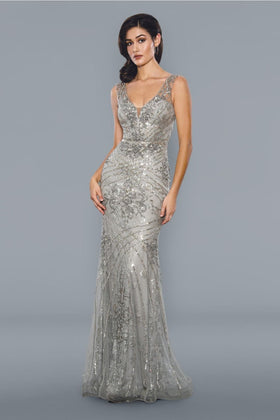 Silver Prom Dress Mermaid Formal Evening Gown Stella Couture 21048