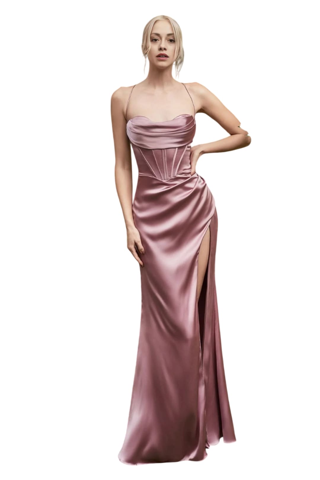 Simple Cowl Bridesmaids Dress 2025 Elegant Sleeveless Gown - MAUVE / 2 - Dress