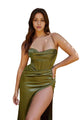 Simple Cowl Bridesmaids Dress 2025 Elegant Sleeveless Gown - OLIVE / 2 - Dress