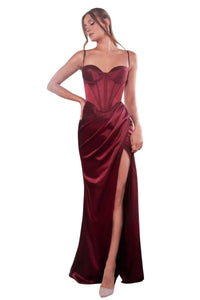 Simple Lace-Up Bustier Prom Evening Gown 2025 Elegant Formal Dress - BURGUNDY / 4 - Dress