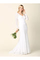 Simple Long Sleeve Lace Wedding Dress - The Dress Outlet