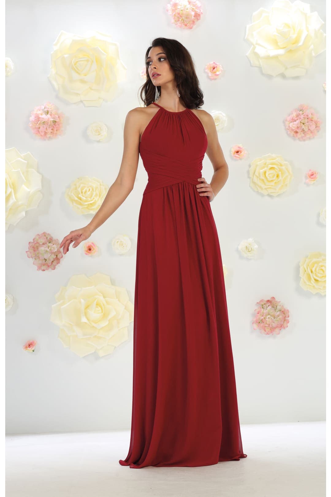 Simple Prom Gown - Burgundy / 6