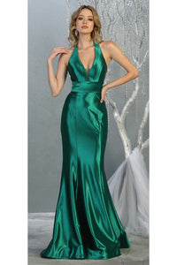 Silmple Prom Long Formal Gown - EMERALD GREEN / 4