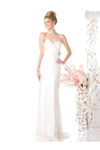 FINAL SALE! Simple Strapless Wedding Dress - WHITE / S