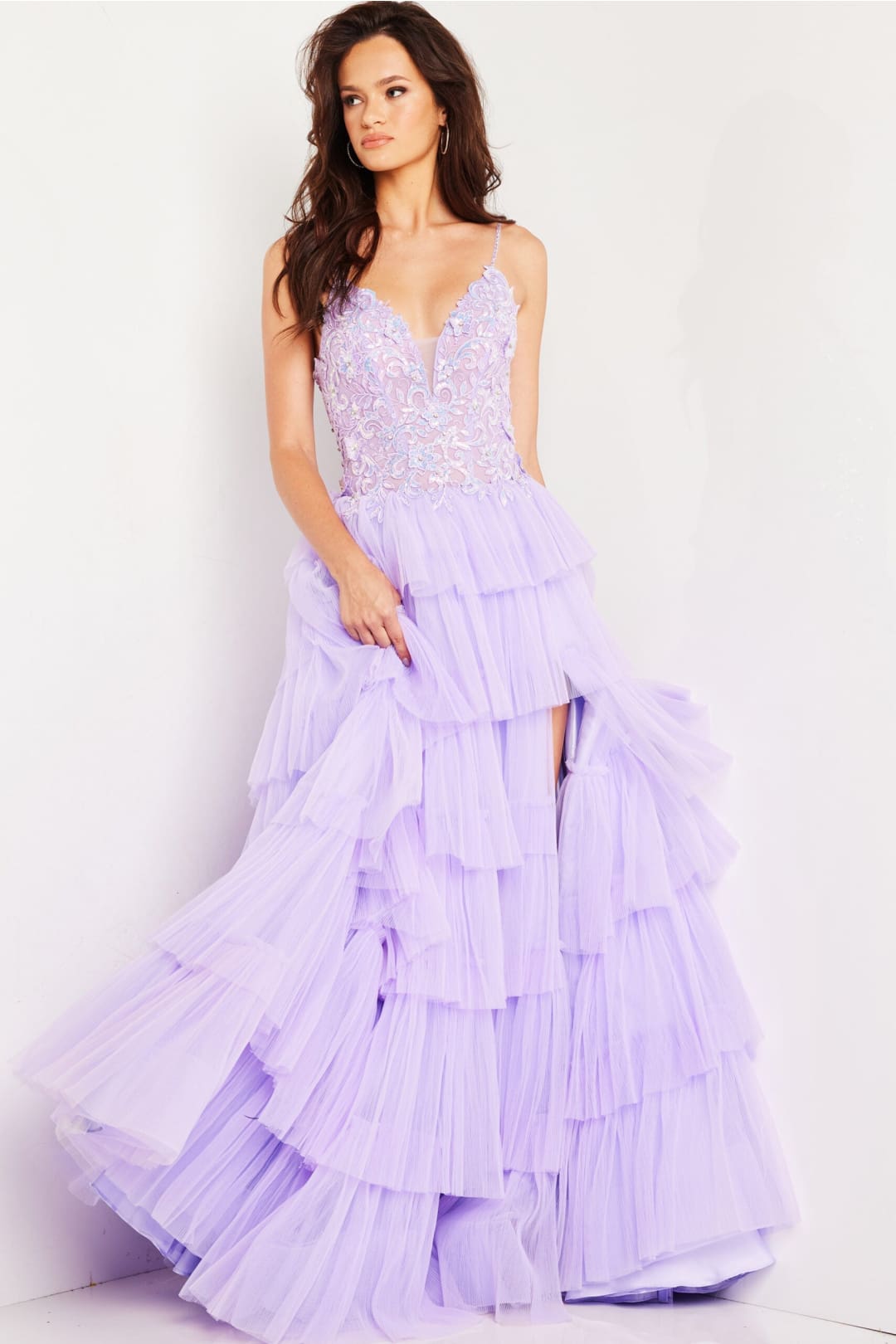 Sleeveless A-line Layered Slit Gown by Jovani 37190 - Long Formal Dresses