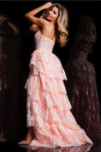Sleeveless A-line Layered Slit Gown by Jovani 38144 - Long Formal Dresses
